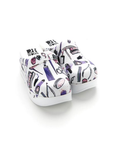 Γυναικεία ξύλινα παπούτσια, λευκά με σχέδιο, μοντέλο airmax beauty Γυναικεία ξύλινα παπούτσια, λευκά με σχέδιο, μοντέλο airmax beauty