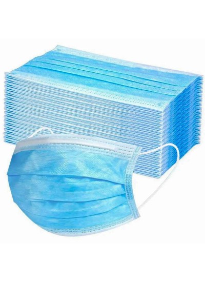 Set of 50 pieces 3-layer 3-pleat protective masks Set of 50 pieces 3-layer 3-pleat protective masks