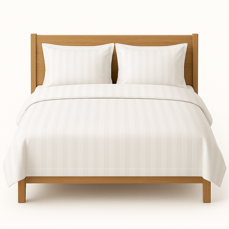 Σετ διπλά σεντόνια, Δαμασκηνό με φαρδιά ρίγα Σετ διπλής παπλωματοθήκης, Νταμασκός με φαρδιά ρίγα