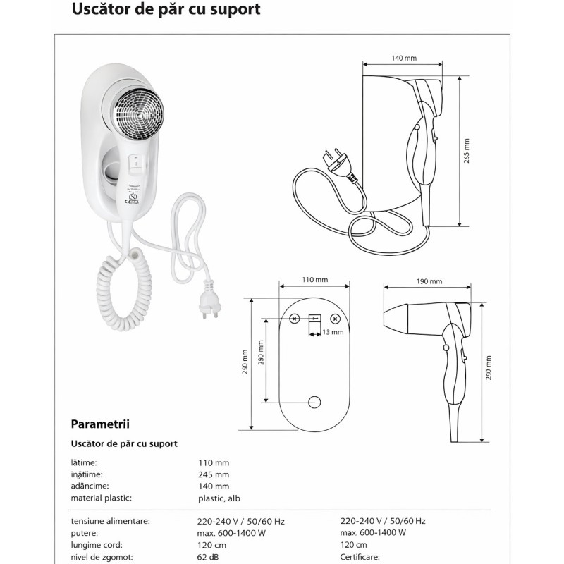 Bemeta Hair Dryer, 1400W Bemeta Hair Dryer, 1400W